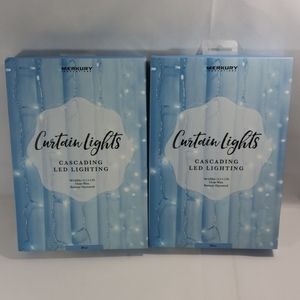 Merkury Curtain Lights Cascading Led Lighting 96 LED's Blue Lights